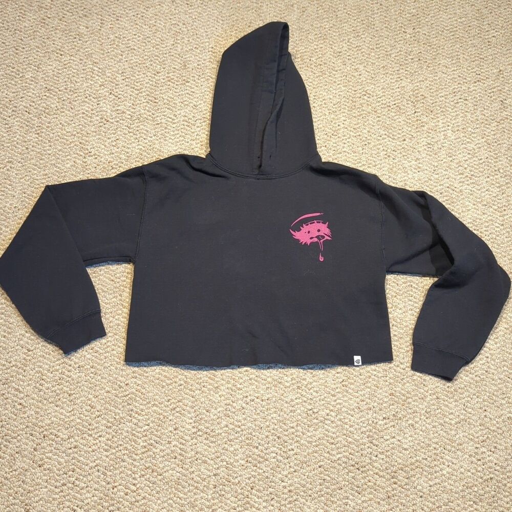 SWIXXZ Hoodie Sweatshirt Womens Small Black Cropped Maggie Lindemann